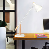 Modern Wood and Iron Adjustable Desk Lamp for Reading and Office Spaces