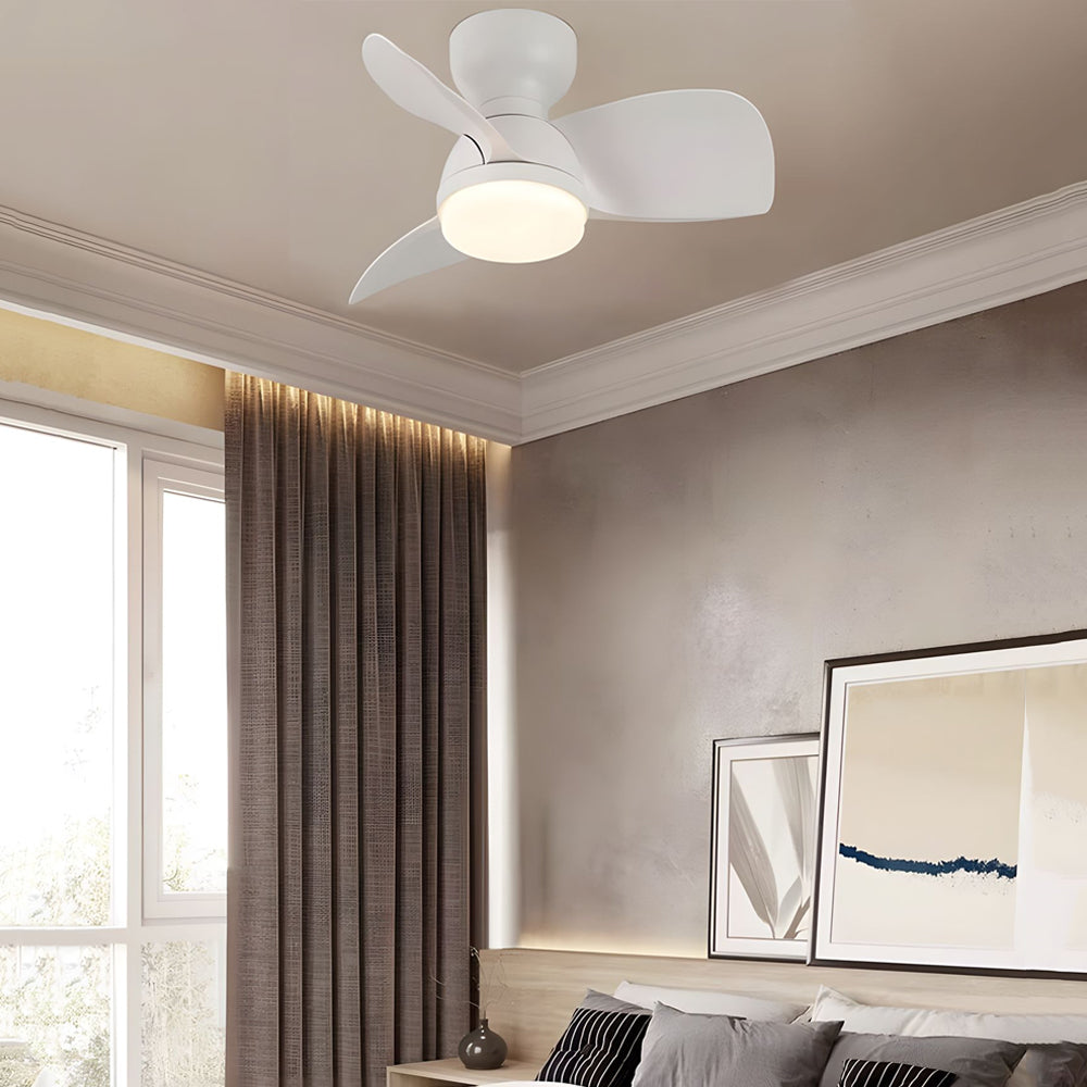 Modern Low Profile Flush Mount Ceiling Fan with LED Light and Remote Control for Small Rooms