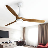 52 Inch Nordic Modern Ceiling Fan with Light and Remote Control 3 Wood Blades 6 Speed DC Motor
