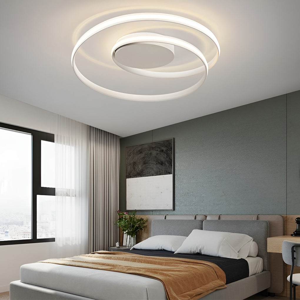 Modern Circular Iron LED Ceiling Light with Remote Stepless Dimming Flush Mount