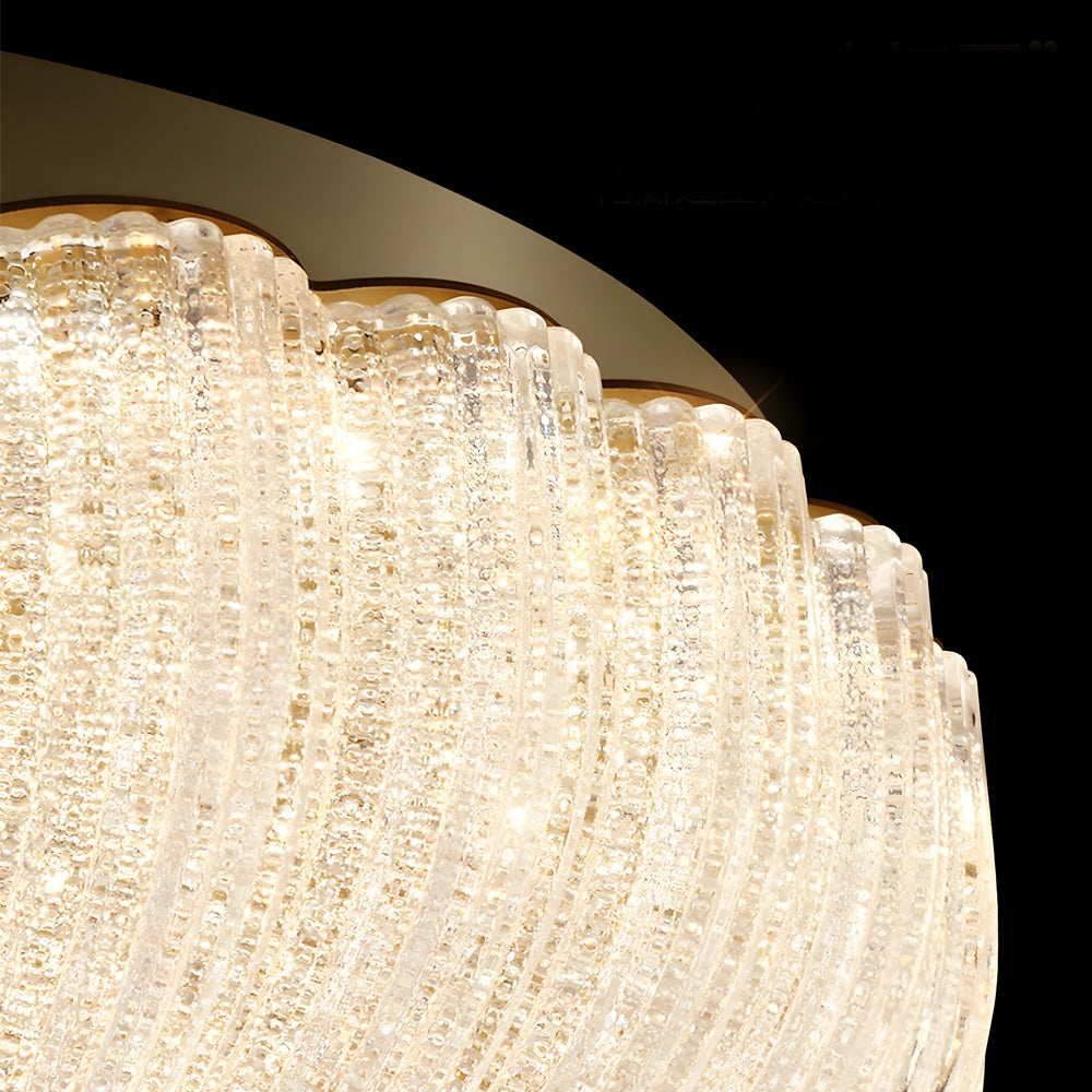 Elegant Copper Glass Petal LED Flush Mount Ceiling Lamp with 3 Step Dimming