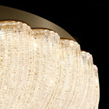 Elegant Copper Glass Petal LED Flush Mount Ceiling Lamp with 3 Step Dimming
