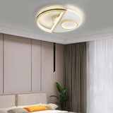Modern Gold Semicircular LED Ceiling Light with 3 Color Dimming Acrylic Shade Flush Mount