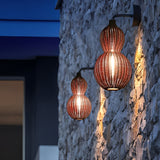 Rustic Woven Rattan Gourd Outdoor Pendant Light IP65 Waterproof Exterior Hanging Lamp for Garden and Patio