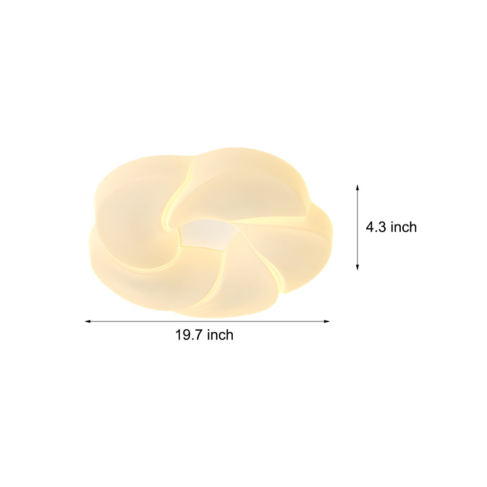 Modern Milky White Rose Flower LED Ceiling Light with Three Step Dimming for Bedrooms