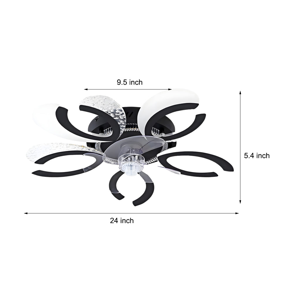Modern Flower Smart Ceiling Fan with Dimmable LED Light and 6 Speed Silent Remote Control