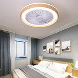 Modern Ultra Thin Bladeless Ceiling Fan with Remote Control Dimmable LED Light in Imitation Wood Grain