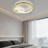 Modern Gold Geometric Round LED Ceiling Light with Three Step Dimming Flush Mount Fixture