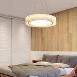 Nordic Style Pleated Fabric LED Chandelier Modern Gold Flush Mount Ceiling Light for Bedroom
