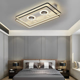 Nordic Low Profile Rectangular Bladeless Ceiling Fan with Dual Fans and Dimmable LED Light