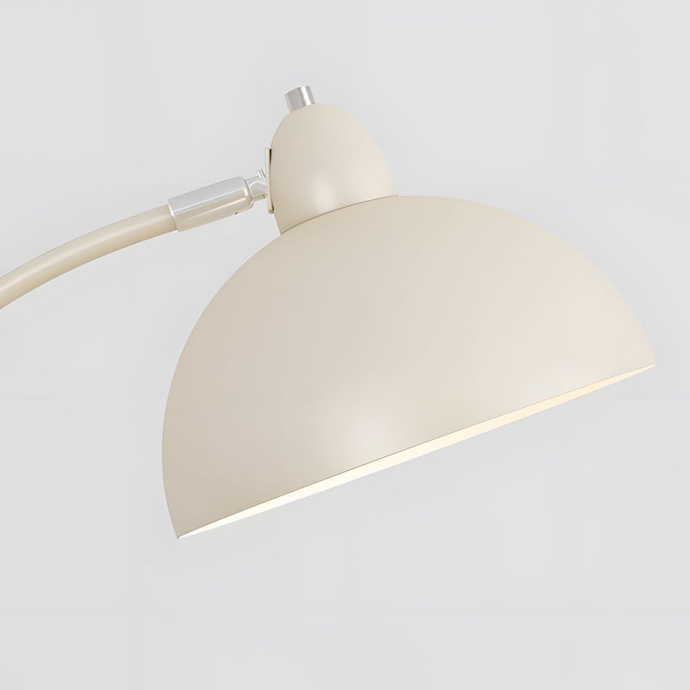 Modern White Arc Floor Lamp with Dimmable LED Dome Shade and Marble Base