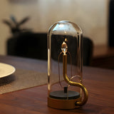 Nordic Glass Dome LED Candle Lamp Portable Rechargeable Table Light with Touch Control
