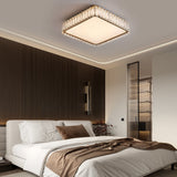 Modern Gold K9 Crystal Flush Mount Ceiling Light Luxury LED Round or Square Lamp with Frosted Shade