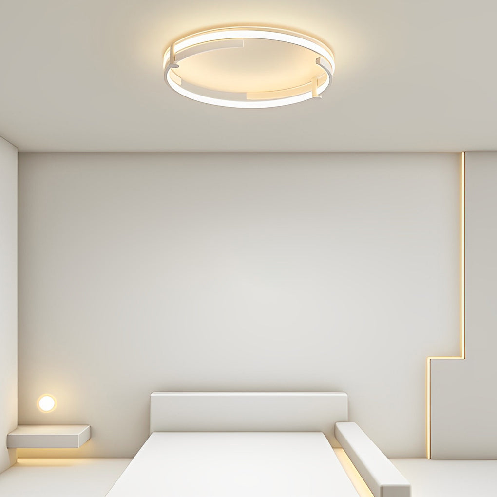 Modern Round LED Flush Mount Ceiling Light with Remote Control Stepless Dimming for Bedroom