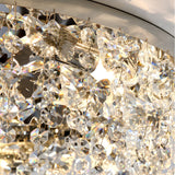 Modern Round K9 Crystal Flush Mount Ceiling Light with 3 Step Dimming and Elegant Chrome Finish