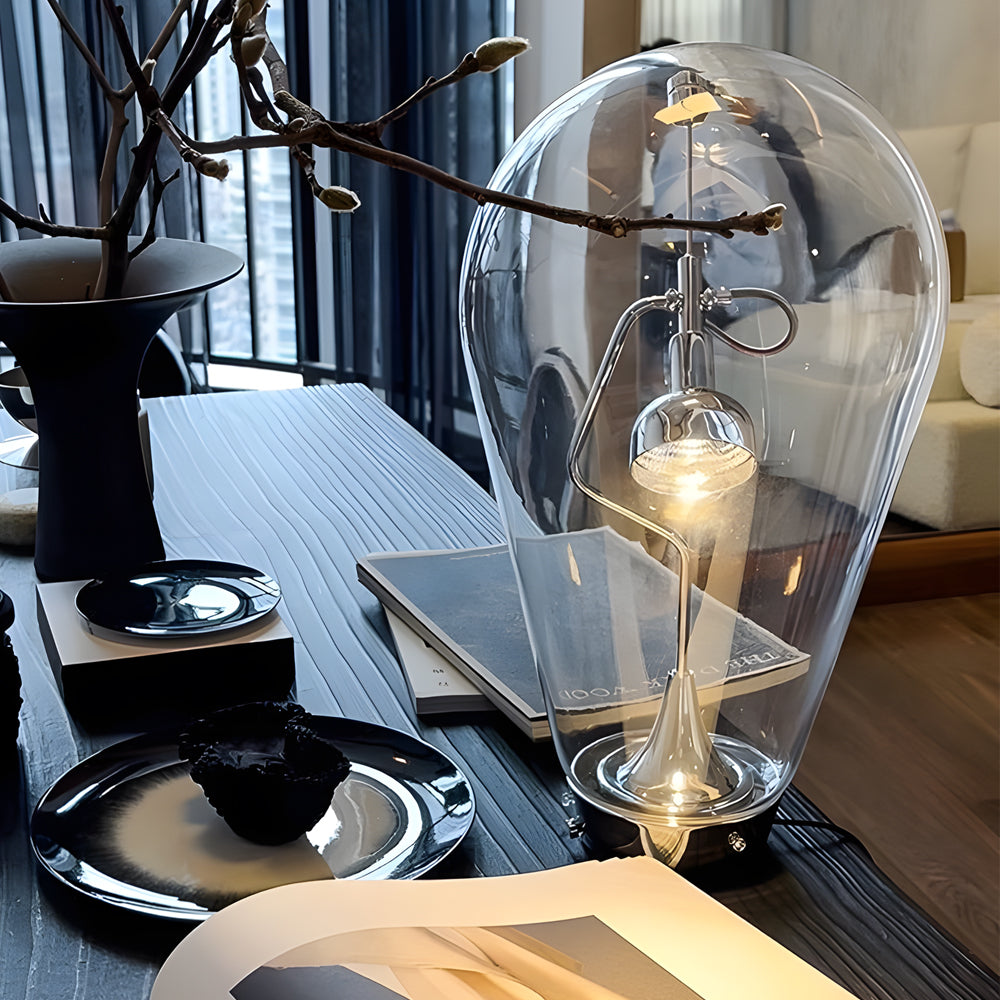 Modern Touch Dimmable Glass Bulb Desk Lamp with Industrial Magnetic Control for Office and Home Decor