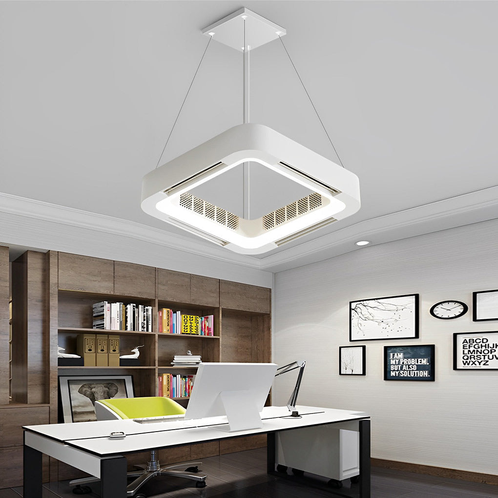 Low Profile Bladeless Ceiling Fan with Dimmable LED Light and Quiet Inverter Motor