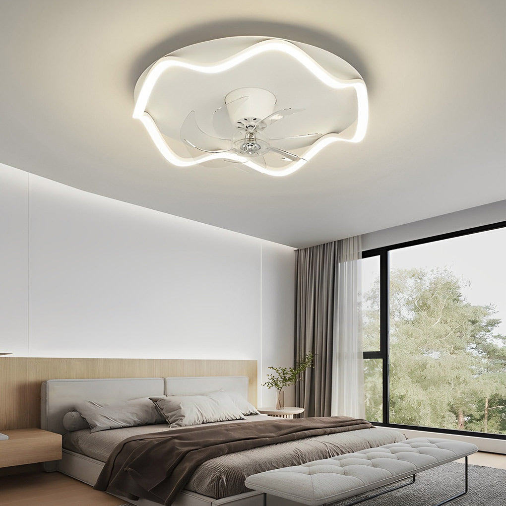 Modern 20 Inch Bladeless Ceiling Fan with 360 Degree Oscillating LED Light and Remote Control