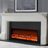 Modern Black Recessed Electric Fireplace with Remote Control and Adjustable Flame Brightness
