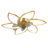 Modern Flower Flush Mount LED Ceiling Fan Smart Dimmable Low Profile Lighting for Bedroom