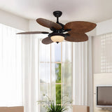 Tropical Palm Leaf Reversible Ceiling Fan with LED Light and Remote Control in Vintage Brown 42 52 Inch