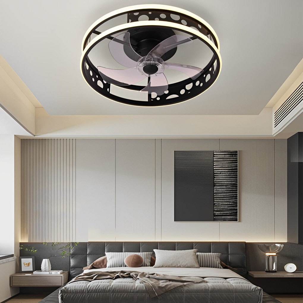 Modern Low Profile Bladeless Ceiling Fan with 3 Color Dimmable LED Light and Remote Control