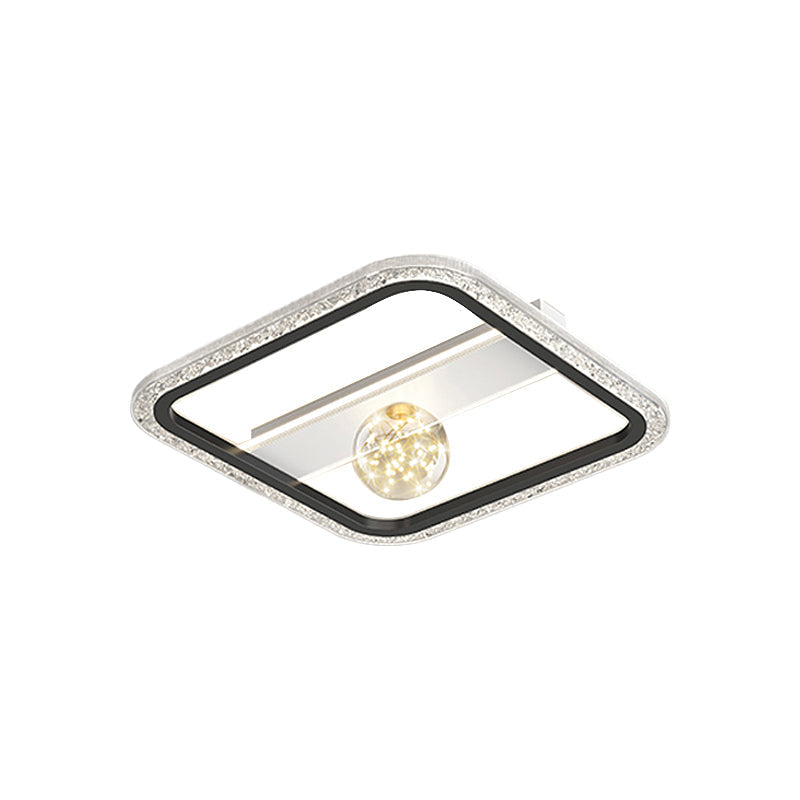 Contemporary Dimmable LED Geometric Ceiling Light Fixture in Black and Gold Finishes