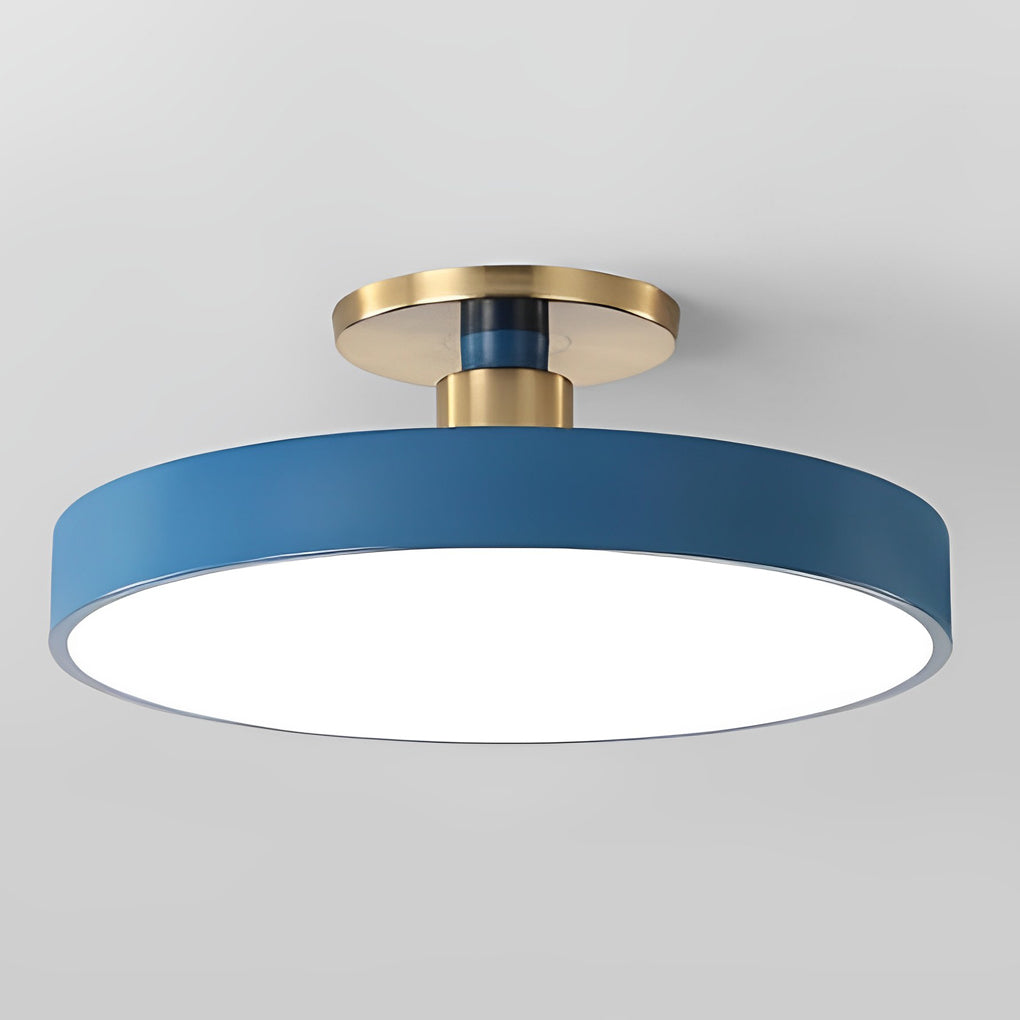 Round LED Semi Flush Mount Ceiling Light for Modern Bedrooms and Living Rooms Nordic Minimalist Fixture