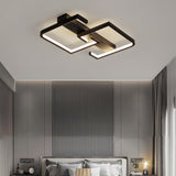 Geometric Square Frame Black LED Flush Mount Ceiling Lamp with Three Step Dimming Control