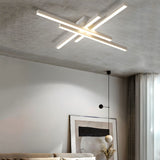 Modern Black Geometric LED Flush Mount Ceiling Light 4 Light Linear Parallax Design Fixture