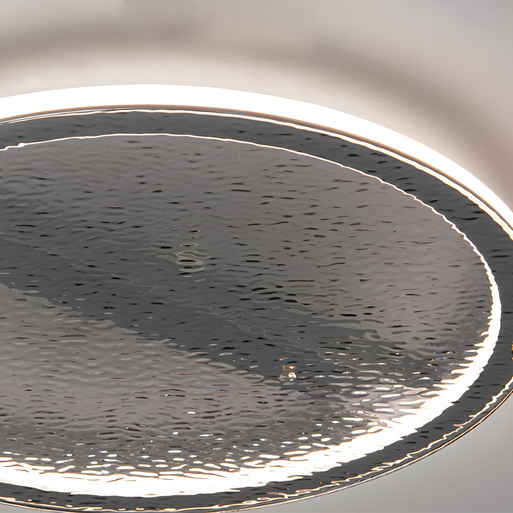 Modern Round Black Glass LED Flush Mount Ceiling Light with 3 Color Dimming