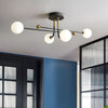 Modern Sputnik Globe Semi Flush Mount Ceiling Light with Milky White Glass Shades