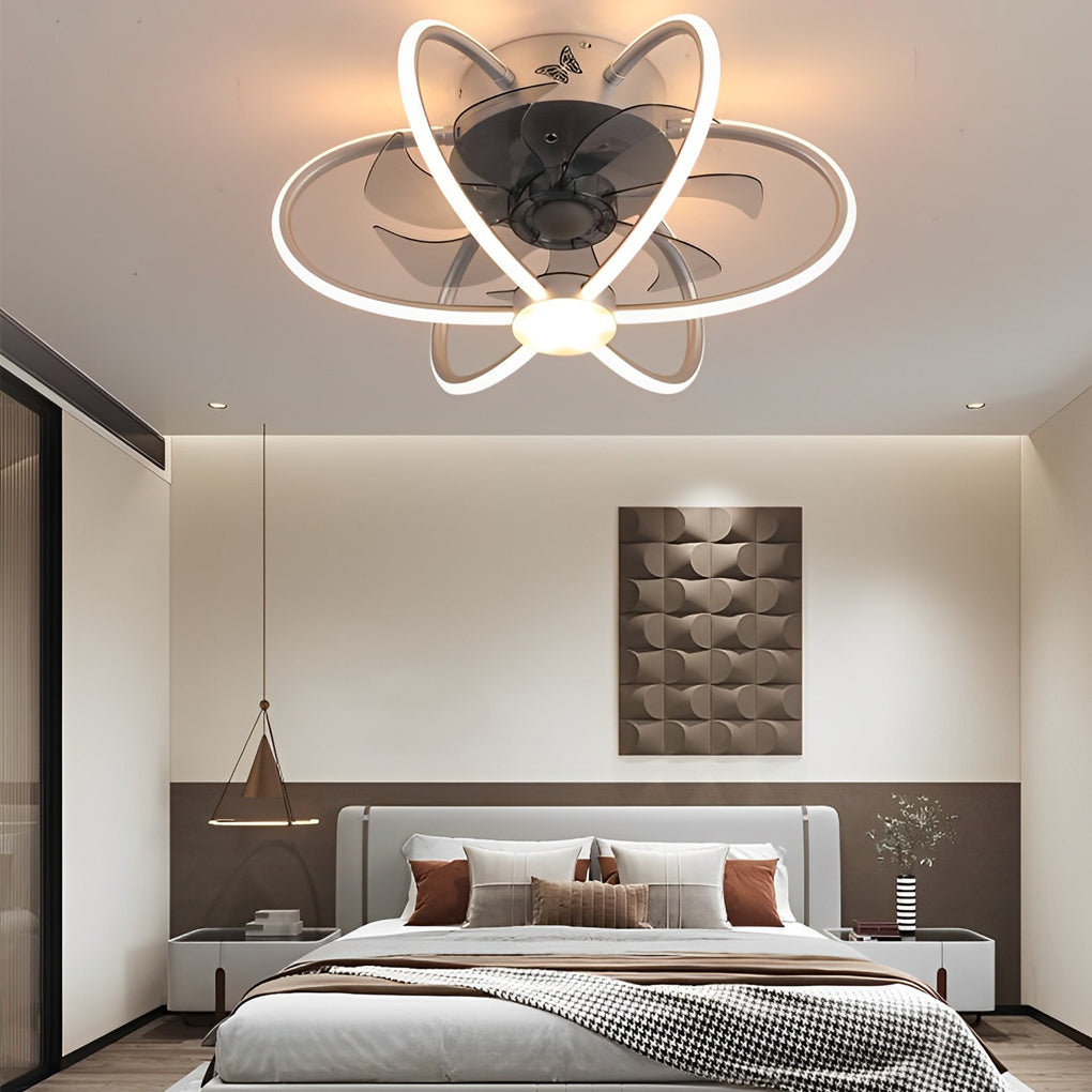 Creative Flower Shaped Bladeless Ceiling Fan with Dimmable LED Light and Remote Control