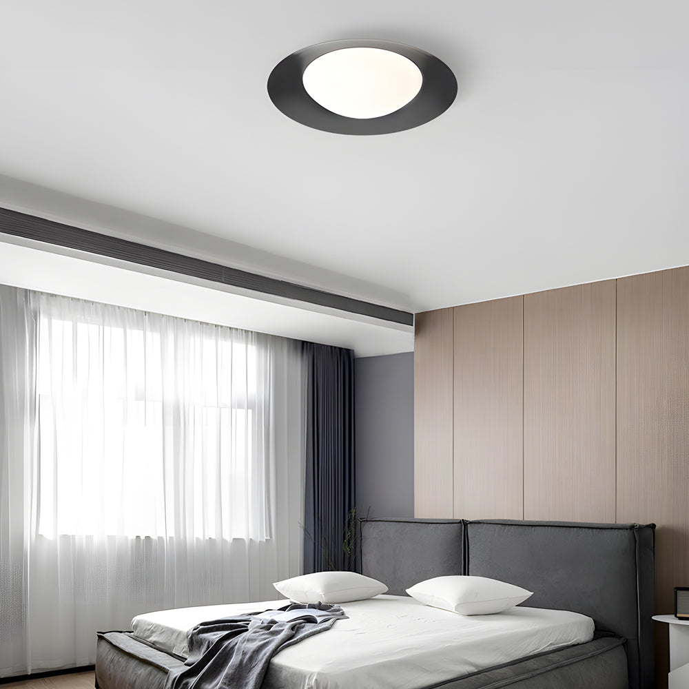 Modern Round LED Flush Mount Ceiling Light with Adjustable Color Temperature and Opal Glass Shade