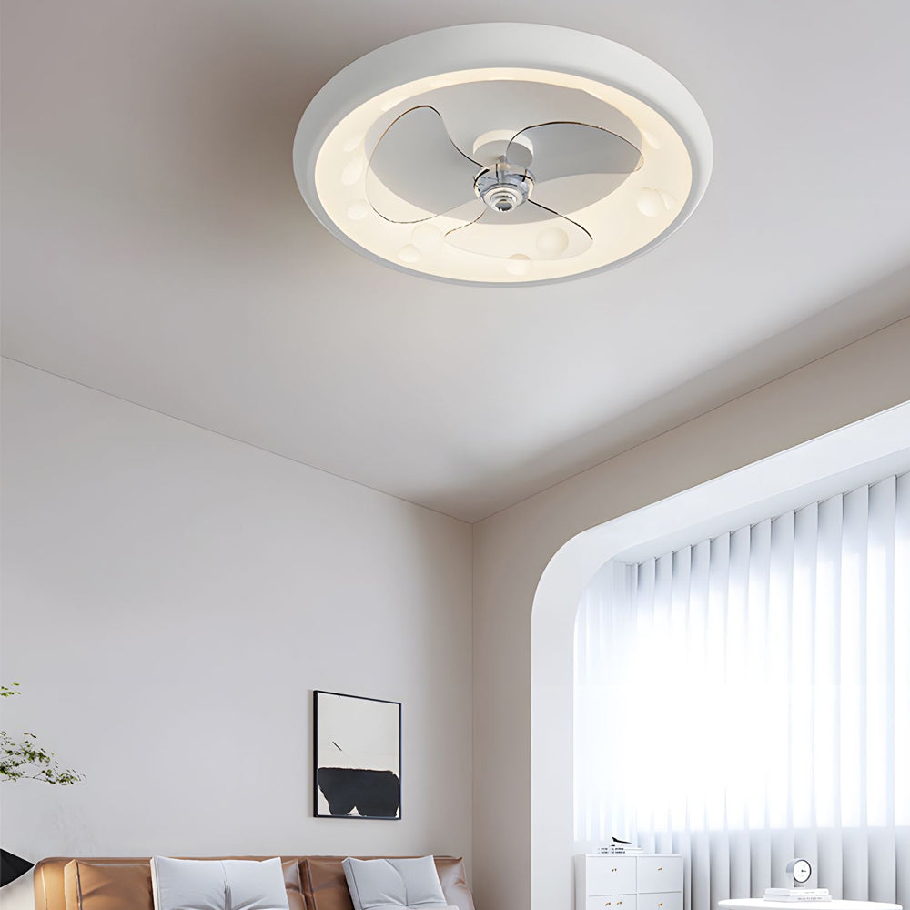 Modern Flush Mount LED Ceiling Fan with Remote 4 Speed Quiet Motor and Dimmable 3 Blade Lamp