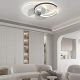 Luxury Crystal Ring Flush Mount Ceiling Fan Light with 3 Color Dimming Low Profile