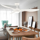 Modern 52 Inch 3 Blade LED Ceiling Fan with Remote 6 Speeds Reversible DC Motor Light