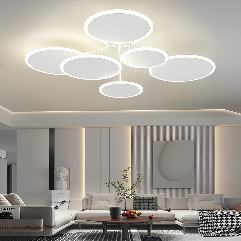 Modern Nordic Round LED Flush Mount Ceiling Light Matte White Finish with 3 Step Dimming