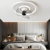 Modern Dimmable LED Ceiling Fan with 360 Degree Rotating Silent Motor and Low Profile Flush Mount Light