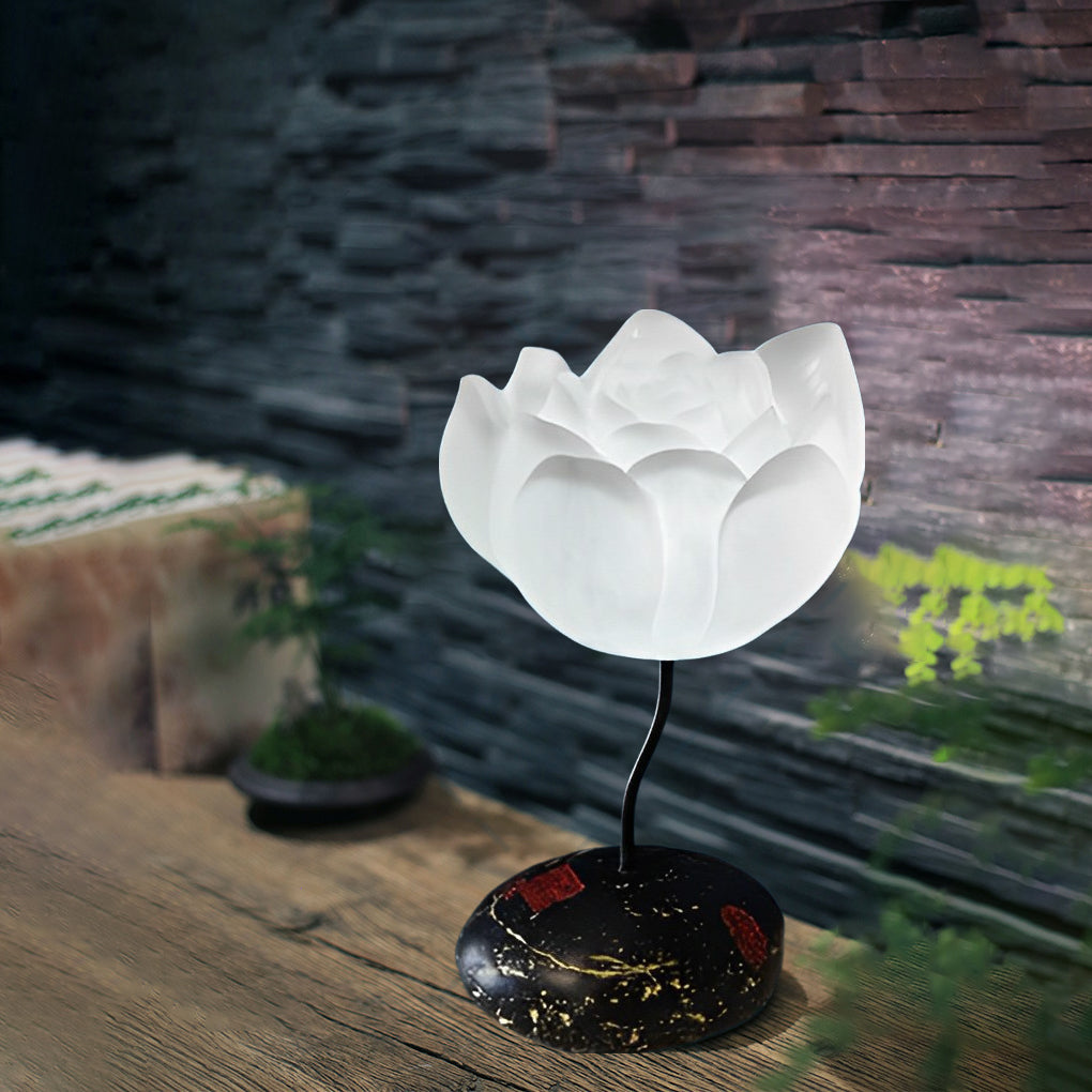 Modern Aesthetic Lotus Flower LED Floor Lamp with Pink and White Glass Shades