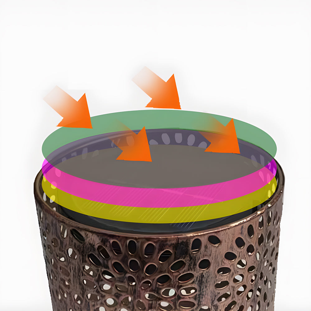 7.3 Inch Decorative Metal Solar Outdoor Lantern with Floral Cutout Pattern for Garden Decor