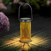 7.3 Inch Solar Outdoor Hanging Lantern Metal Cutout Flower Pattern Waterproof Decorative Garden Light