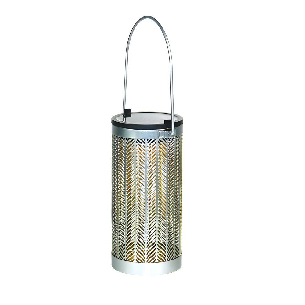7.3 Inch Solar Outdoor Hanging Lantern Metal Cutout Flower Pattern Waterproof Decorative Garden Light
