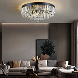 19 Inch Modern Round Crystal LED Ceiling Light Fixture for Living Room Bedroom and Hallway