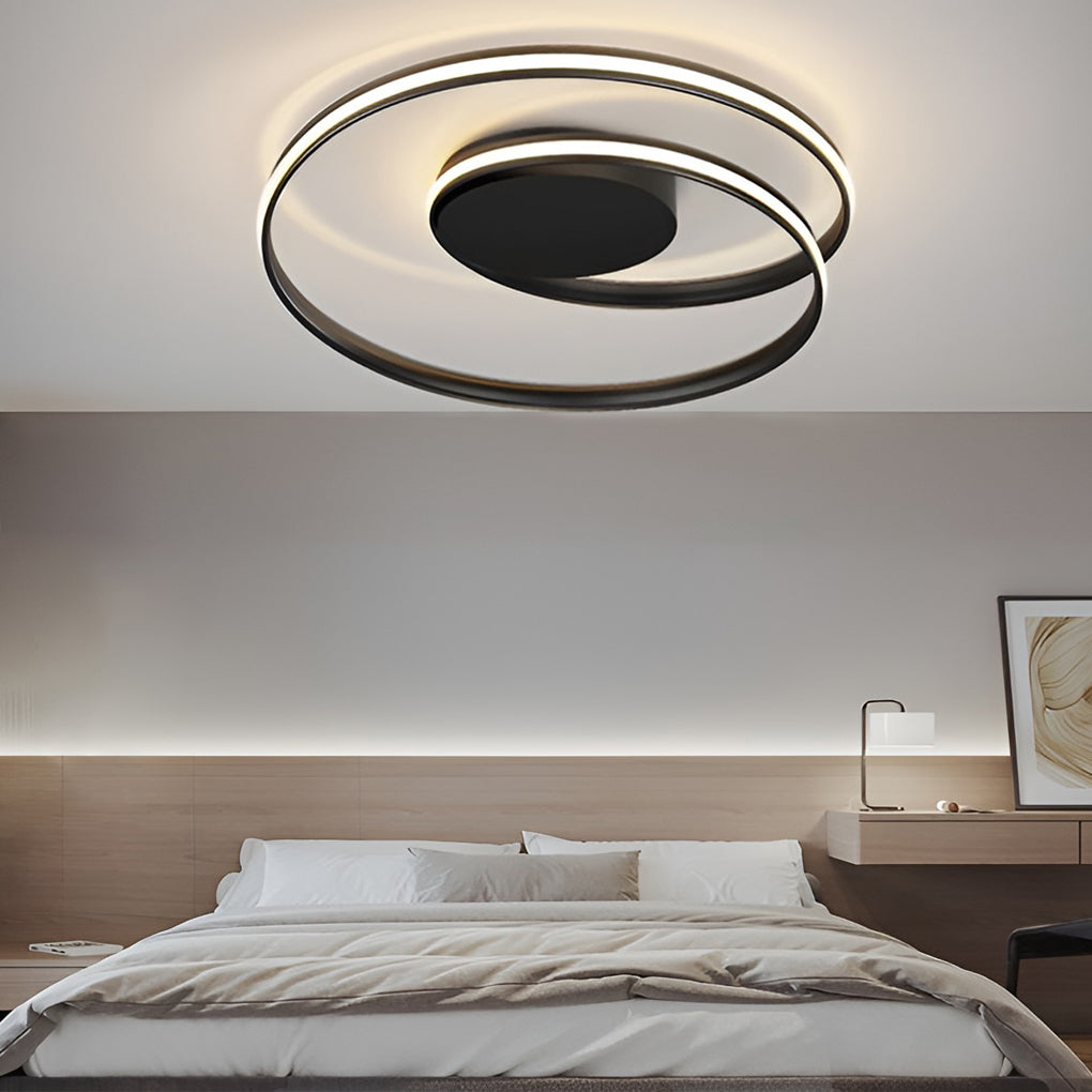 Modern Circular Iron LED Ceiling Light with Remote Stepless Dimming Flush Mount