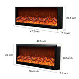 Modern Black Recessed Electric Fireplace with Remote Control and Adjustable Flame Brightness