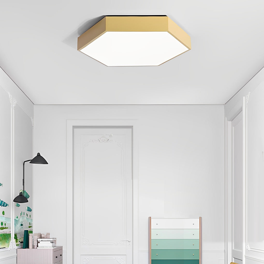 Modern Hexagonal LED Flush Mount Ceiling Light for Bedroom and Living Room