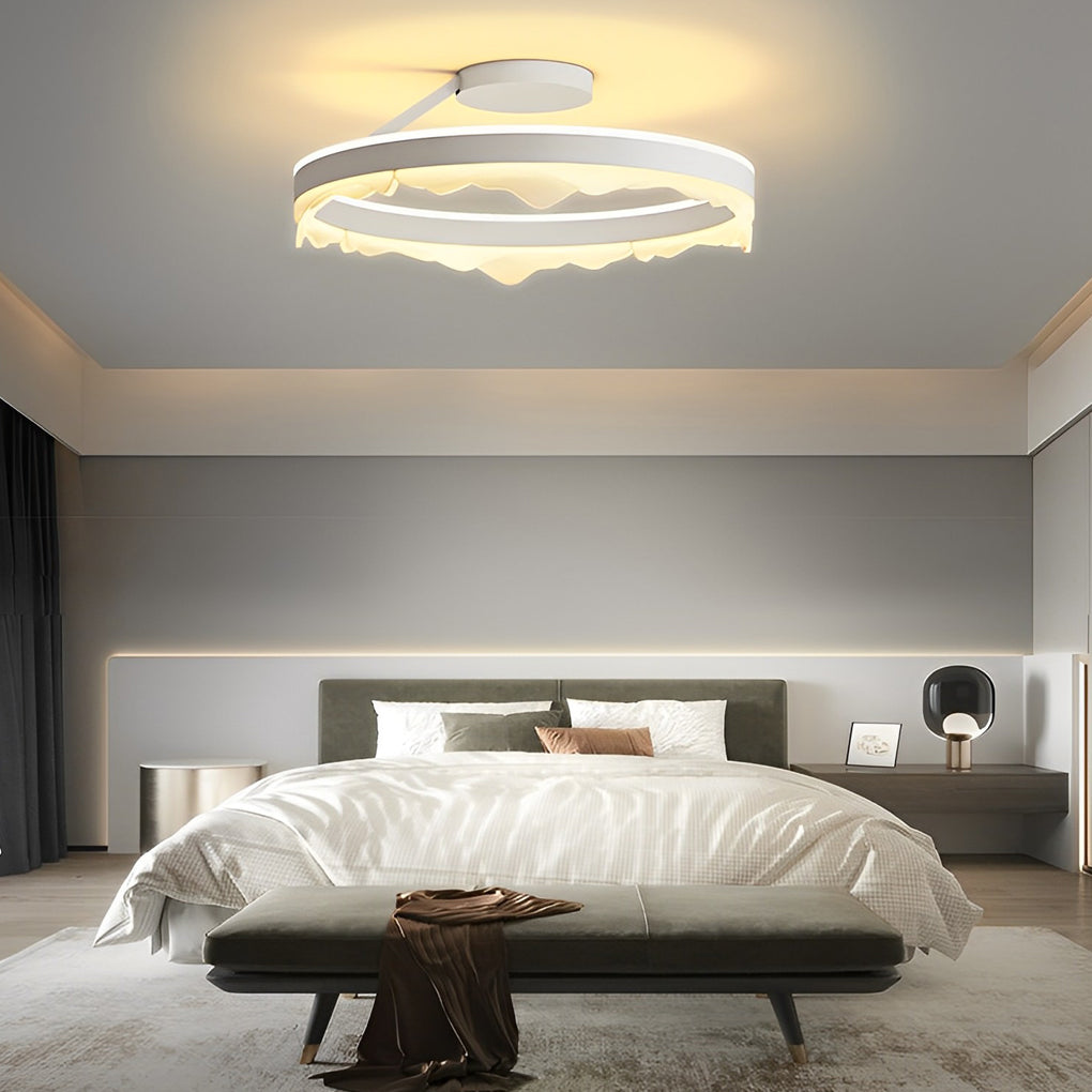 Modern Round Dimmable LED Ceiling Light White Nordic Flush Mount Fixture for Living Room