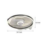 Modern Low Profile Flush Mount Ceiling Fan LED Round Acrylic Wave Decor 3 Color Dimming