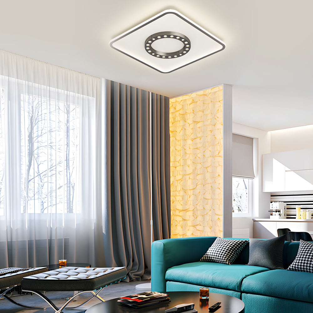 Modern LED Flush Mount Ceiling Light with 3 Step Dimming Anti Glare Square and Round Designs